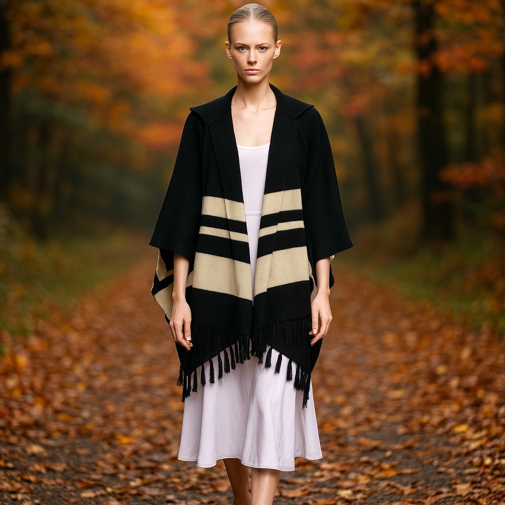 Frame Alpaca Fringed Hooded Poncho